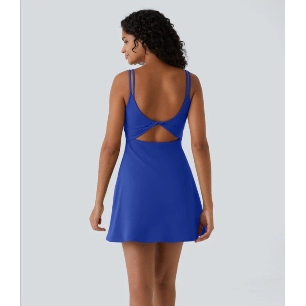 Halara Softlyzero Plush Double Straps 2‎ Piece Pocket Dance Active Dress XS Blue